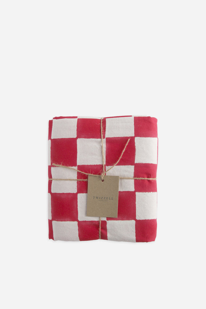 twizzell red and white checkerboard tablecloth