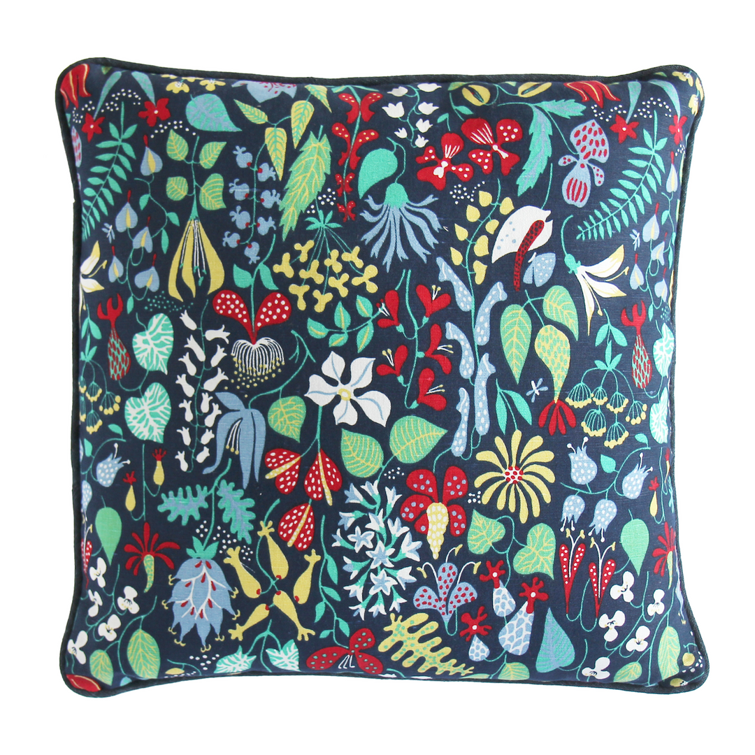 Herbarium Cushion / Indigo Linen