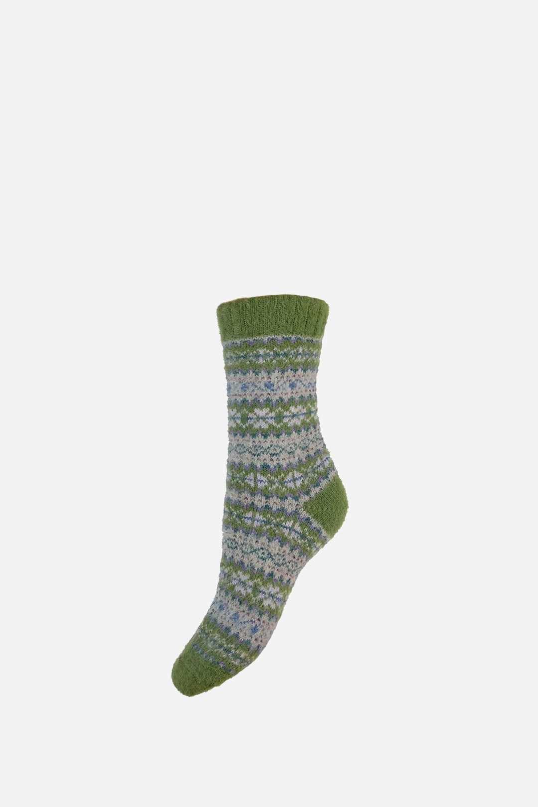 Scandi Wool Blend Socks / Green, Blue and Grey