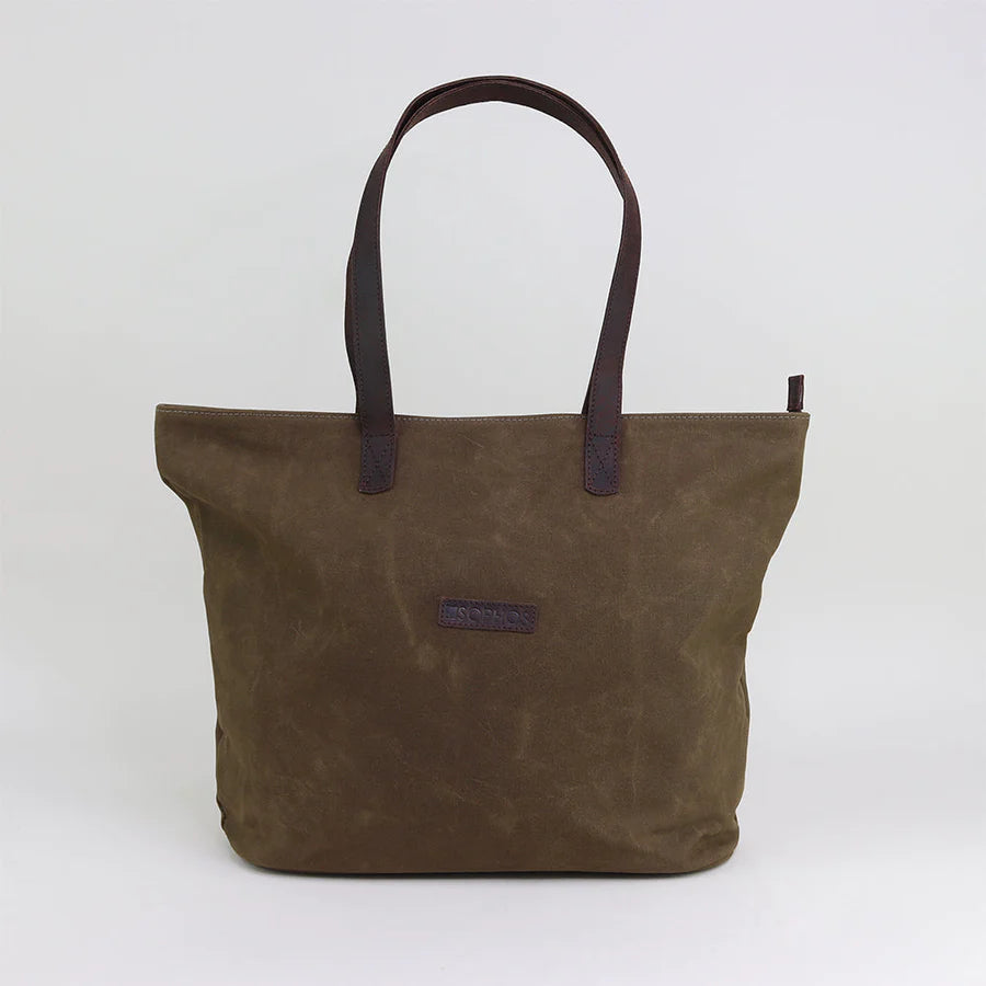Olive Waxed Canvas Tote Bag