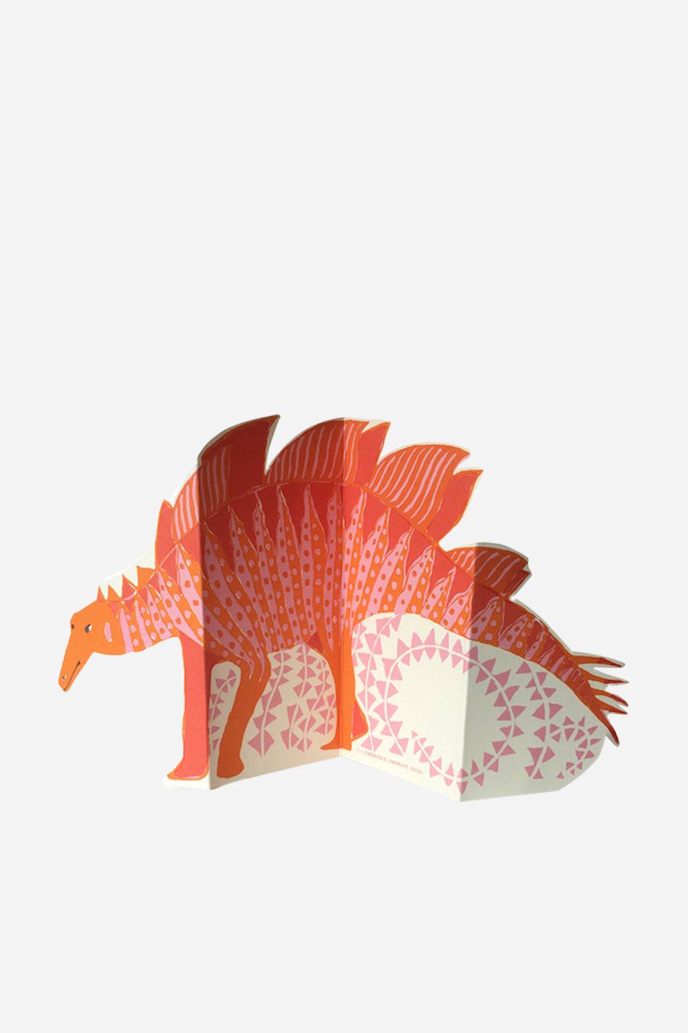 3D Stegosaurus Card / Pink + Orange