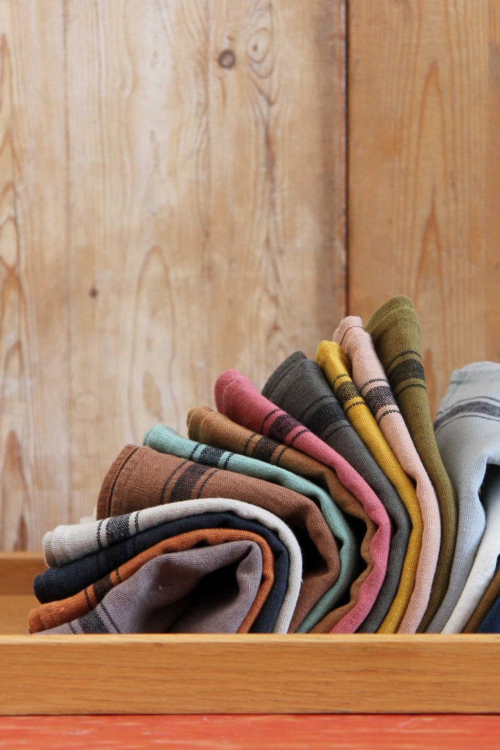 Striped Linen T-towel / Celadon - Domestic Science Home
