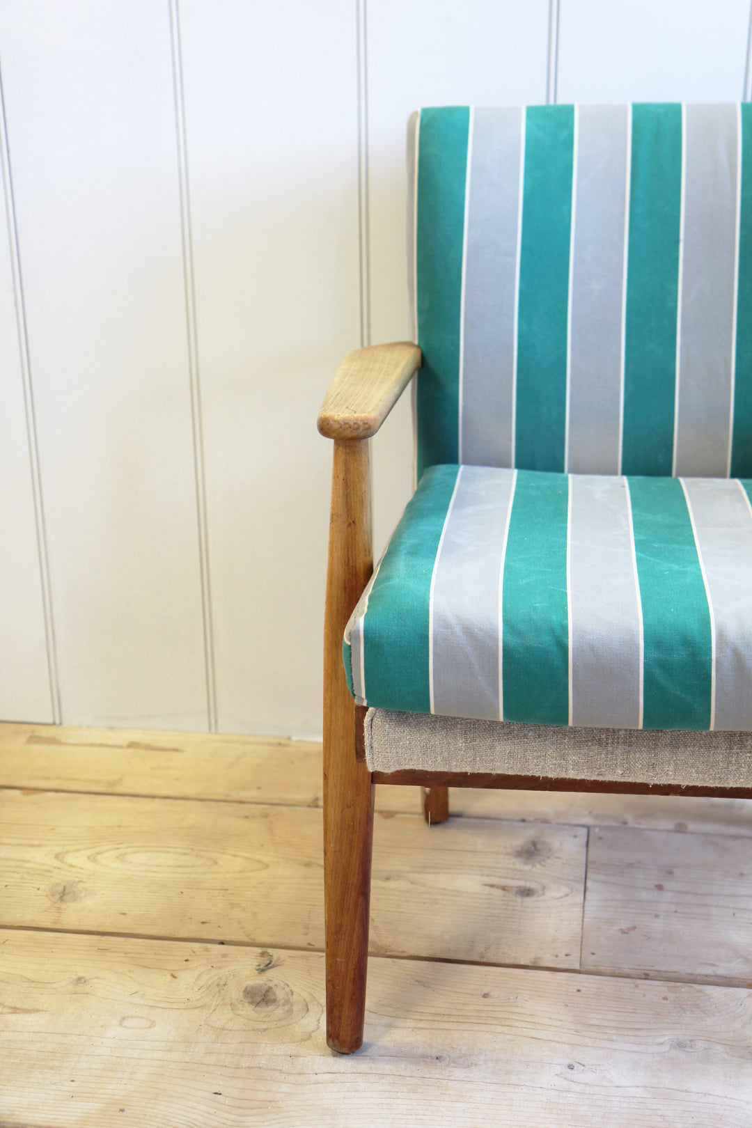 Mid-Century Chair in Striped Canvas