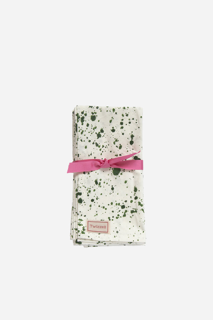 twizzell green splatter block print napkins