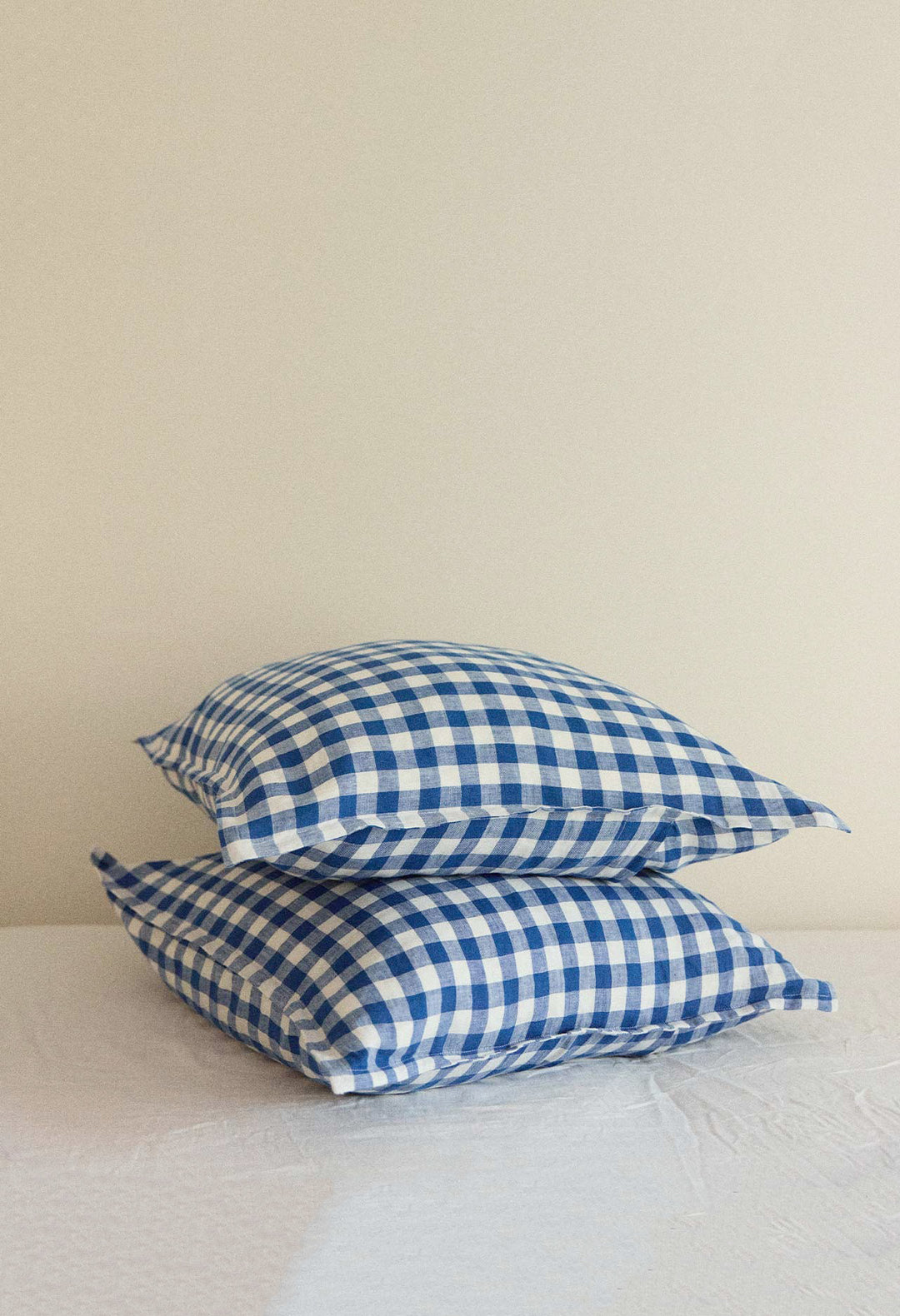 Vichy Linen Pillowcase Blue / Square