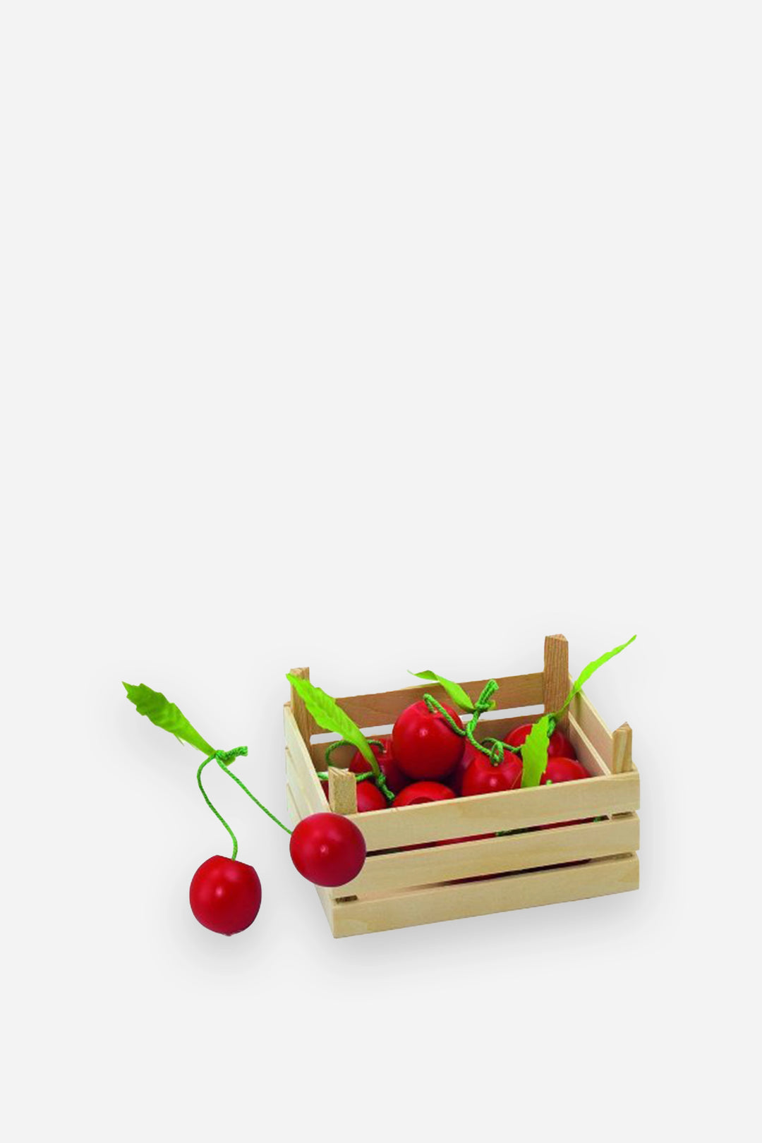 Wooden Toy Cherries in Crate / 10 Pieces