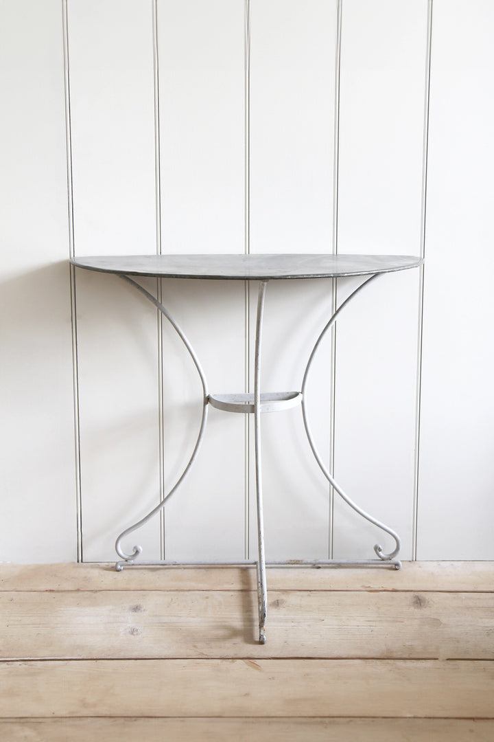 Zinc Topped Demi Lune Table