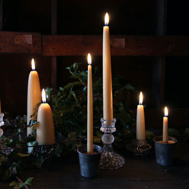 Pair of Giant Stumpy Beeswax Candles - Domestic Science Home