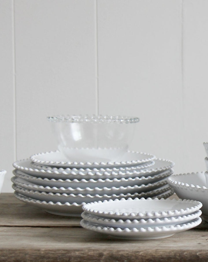 stack of pearl white tableware