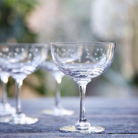 Set of 6 Champagne Saucers / Stars - Domestic Science Home