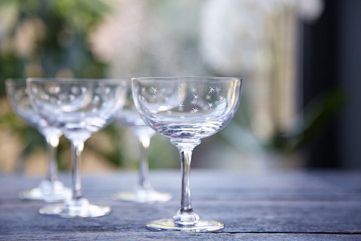Pair of Champagne Saucers / Stars - Domestic Science Home