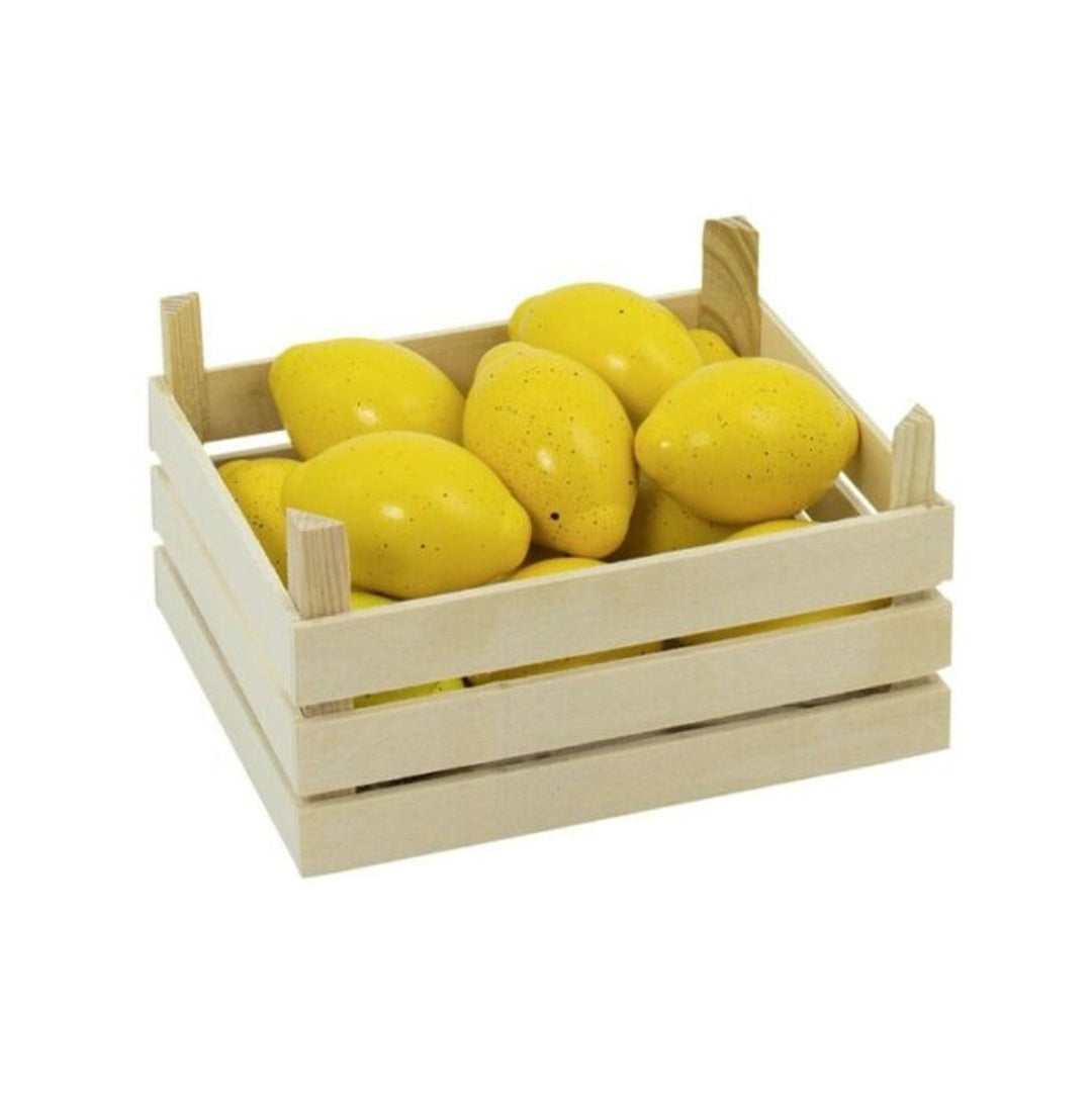 Wooden Toy Lemons in Crate / 10 Pieces