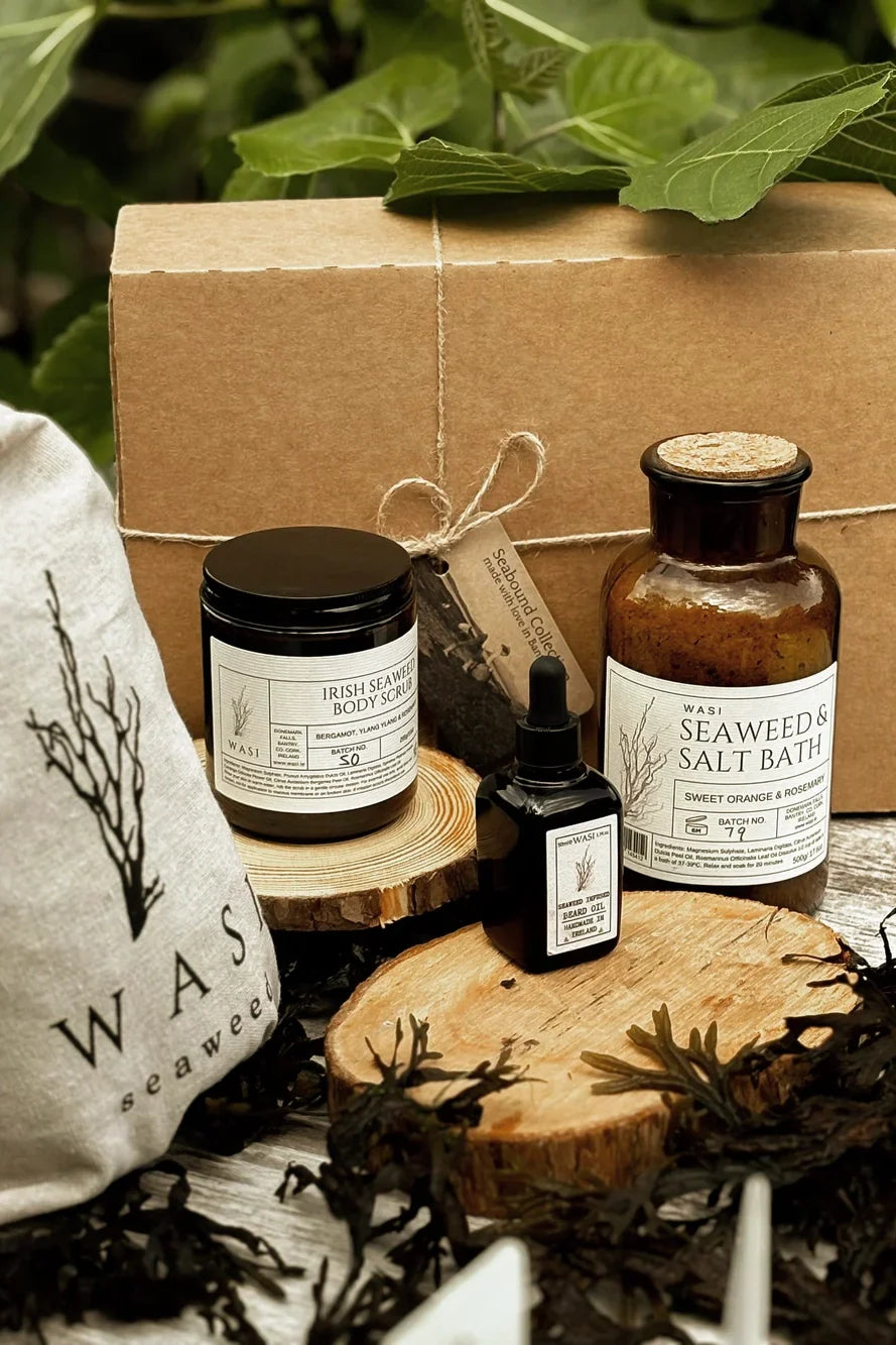 collection of wasi seaweed bath and beauty products