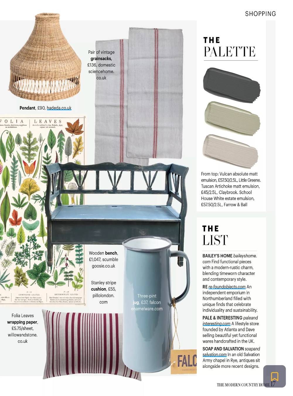 domestic science vintage grain sack in country living magazine