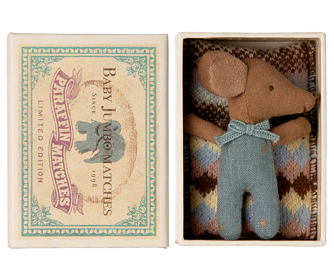 Sleepy Baby Mouse in Matchbox / Blue