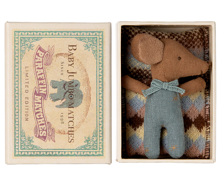 Sleepy Baby Mouse in Matchbox / Blue