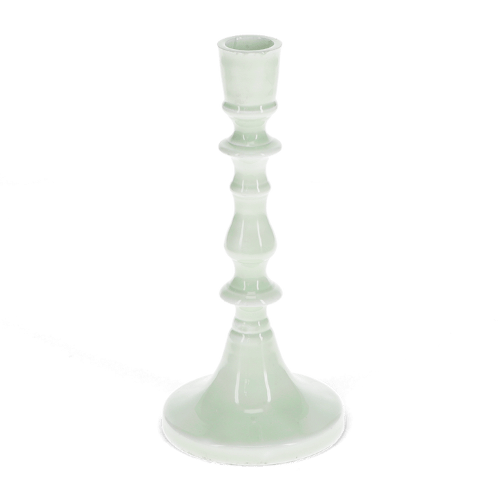 Enamel Candlestick 19cm / Light Sage