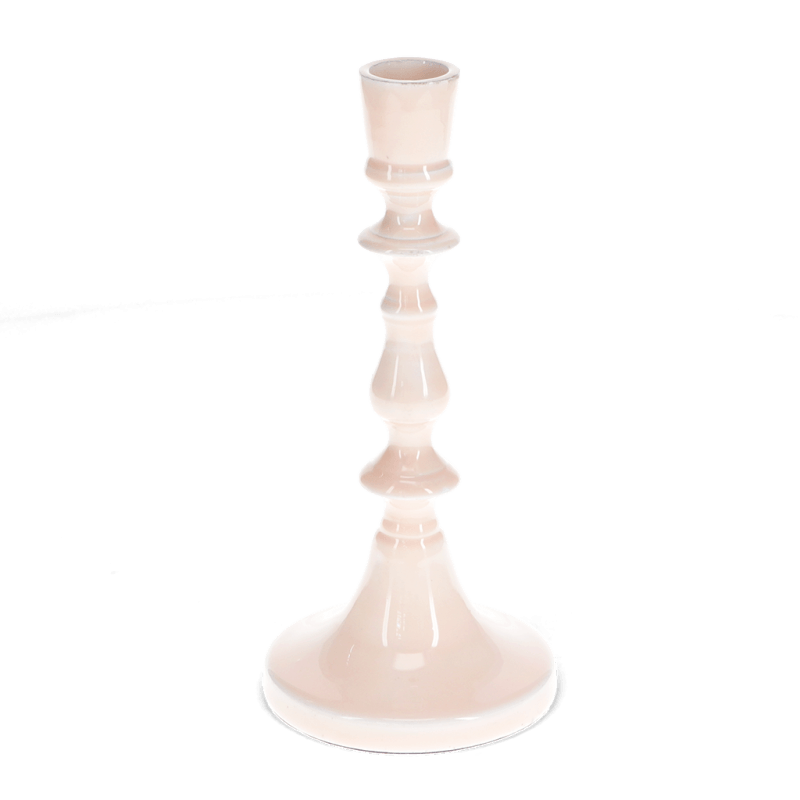 Enamel Candlestick 19cm / Soft Pink