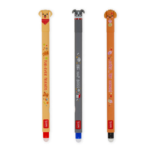 Set Of 3 Erasable Gel Pens / Dogs