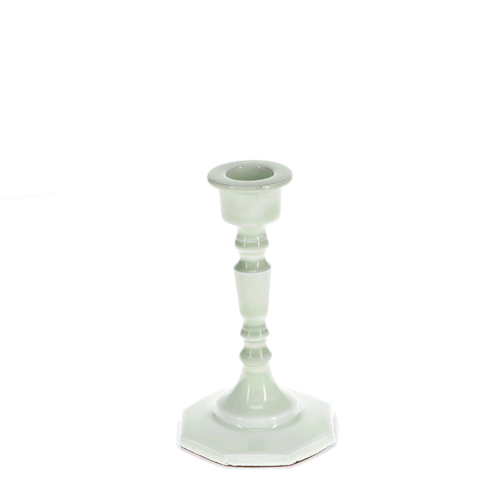 Enamel Candlestick 13cm / Light Sage