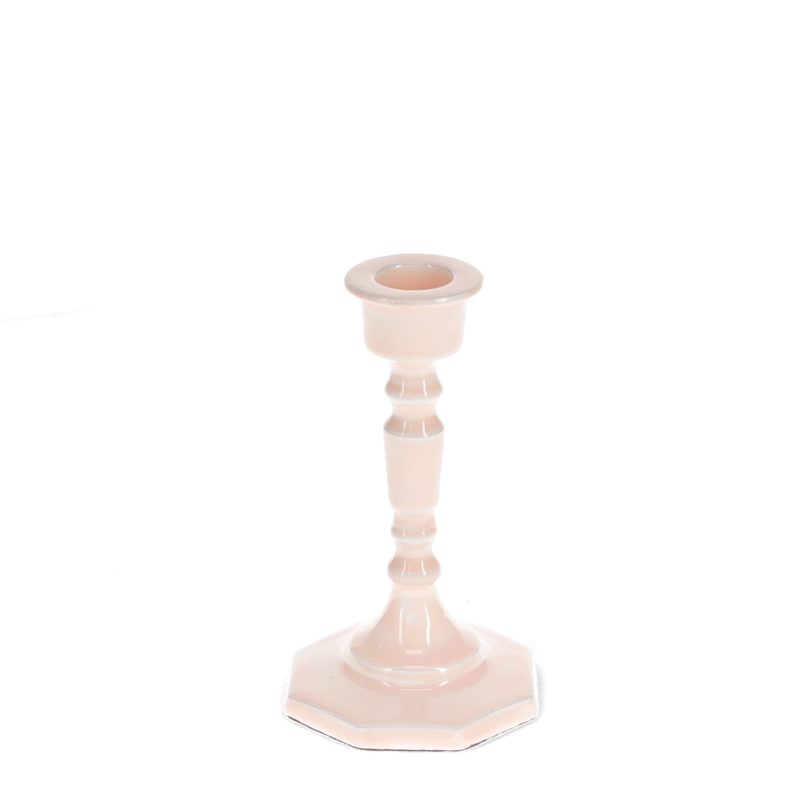 Enamel candlestick 13cm / Soft Pink