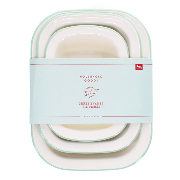 Enamel pie dishes Set of 3 / Pistachio