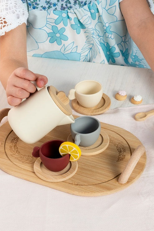 Wooden toy tea playset