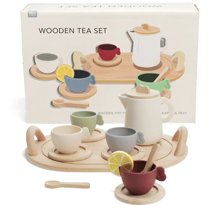 Wooden toy tea playset