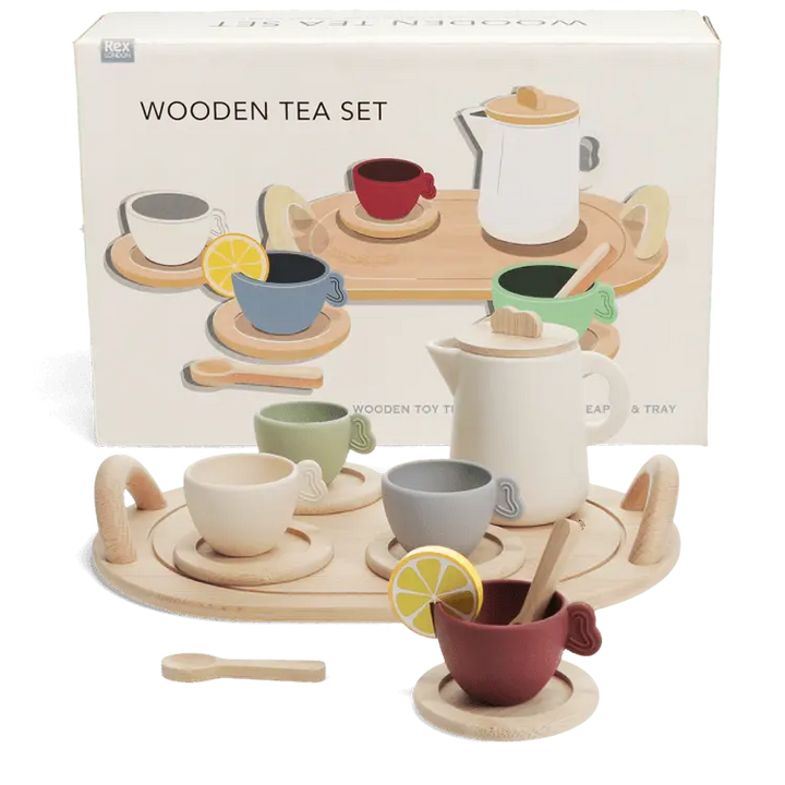 Wooden toy tea playset