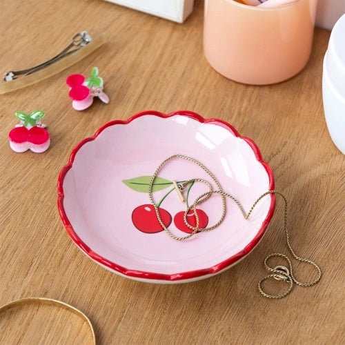 Scalloped Ceramic Trinket Dish 12cm - Cherry