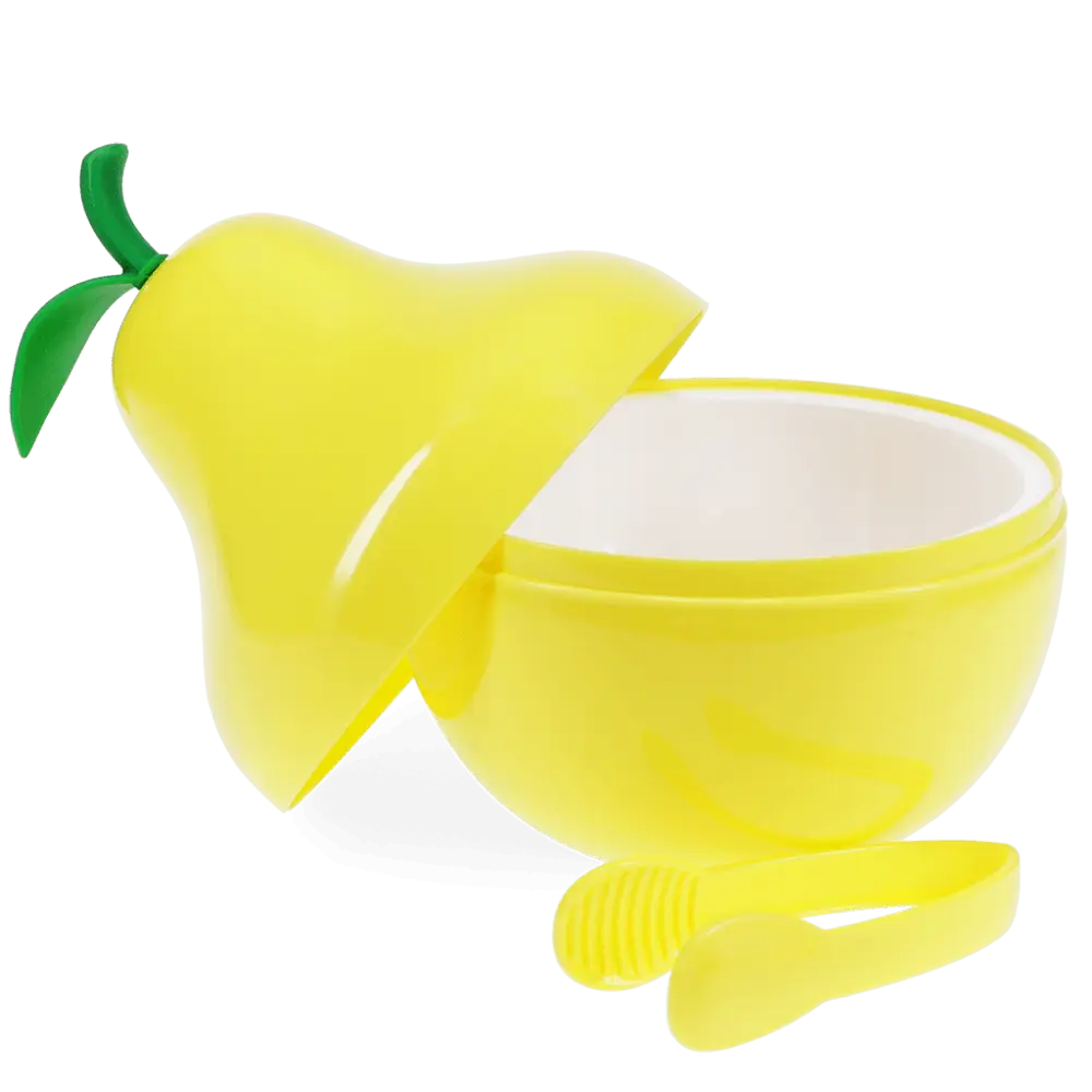 Fruit Ice Bucket With Lid &amp; Tongs / Pear