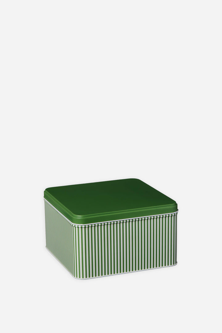 Green Stripes Canister / Flat Square