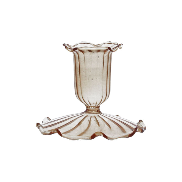 Tulip Glass Candle Holder / Light Amber