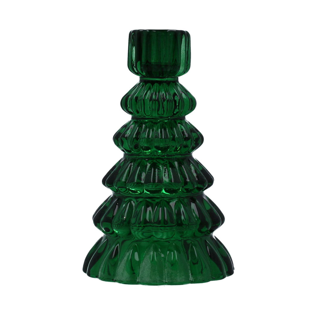 christmas tree shaped candle holder green