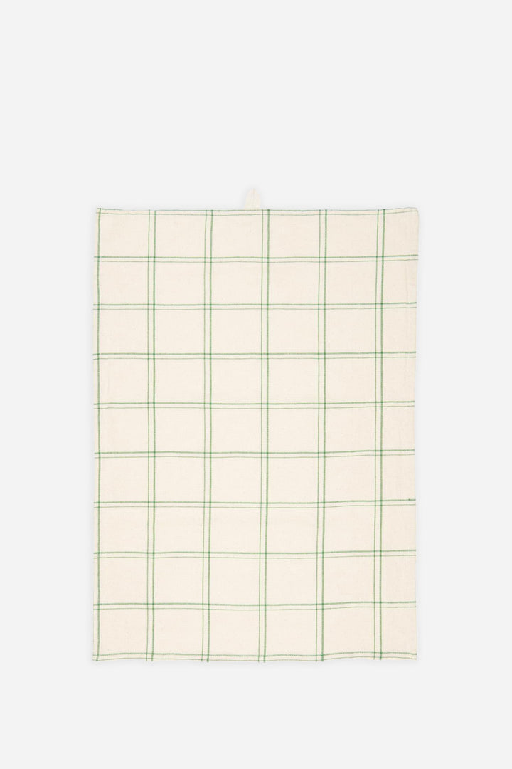 Tea Towel / Eskild Natural Green Fine Check