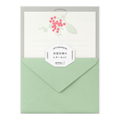 Midori Letter Set Press Bouquet Red