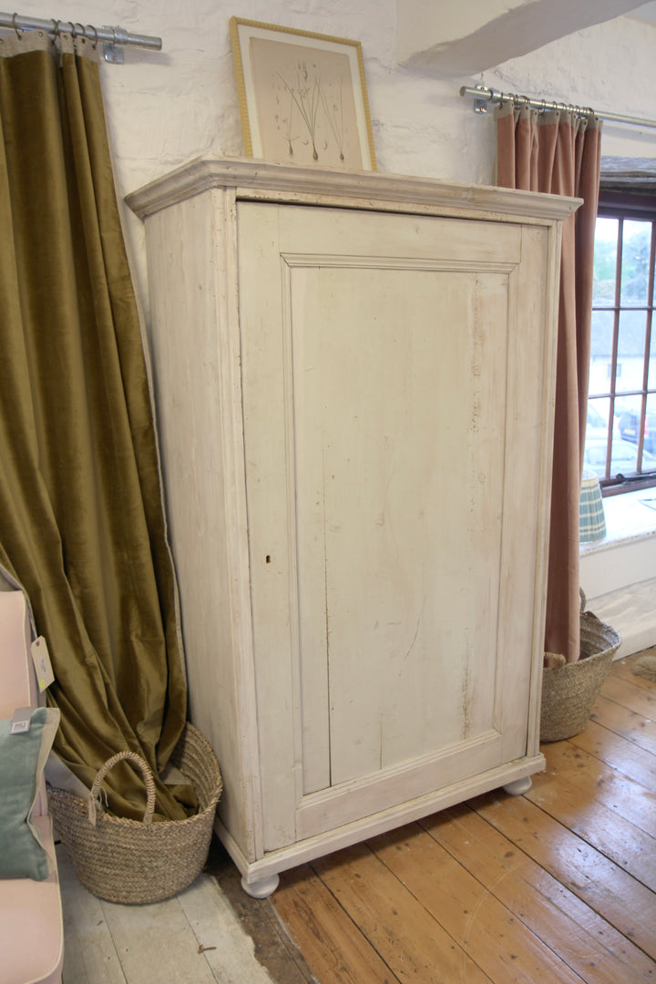 vintage single wardrobe or cupboard in rustic painted finish