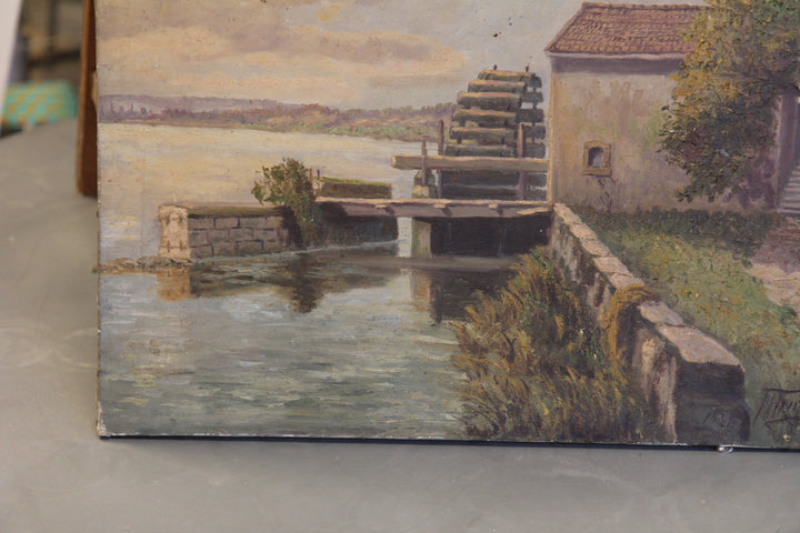 vintage oil painting frank griffith harbour scene