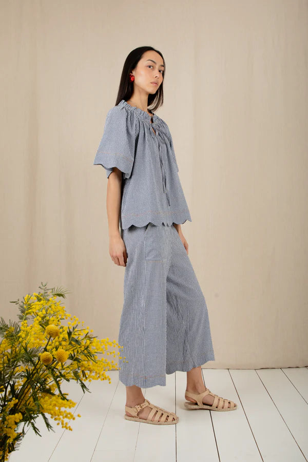 Aide Trouser /  Navy Gingham - Domestic Science Home