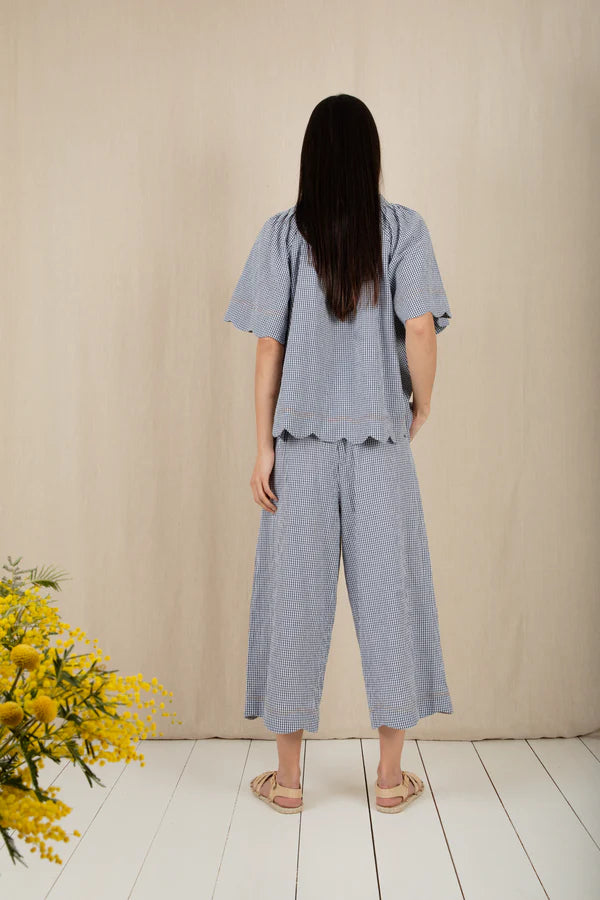 Aide Trouser /  Navy Gingham - Domestic Science Home