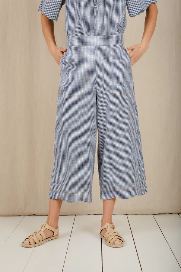 Aide Trouser /  Navy Gingham - Domestic Science Home