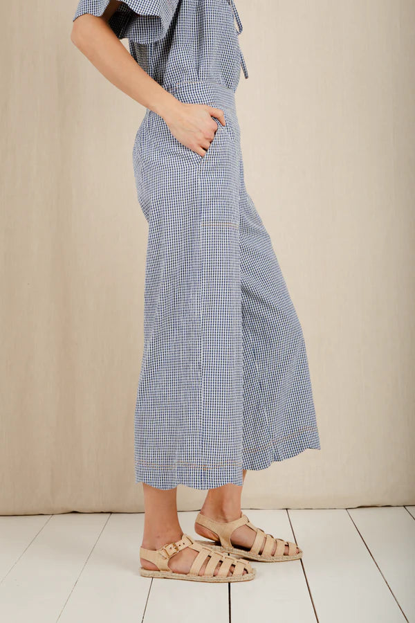 Aide Trouser /  Navy Gingham - Domestic Science Home