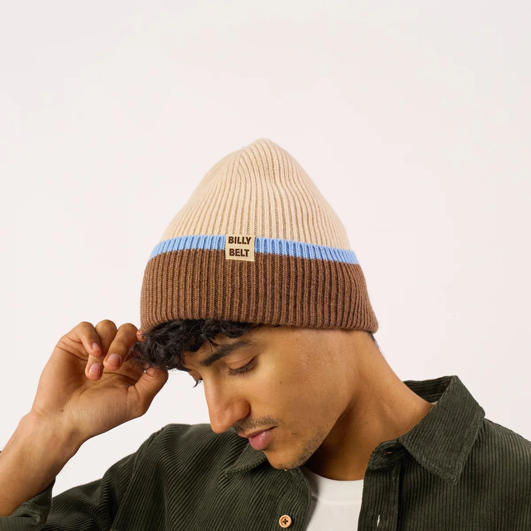 Wool Hat / Beige, Brown &amp; Light Blue