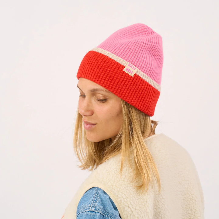 Wool Hat / Pink, Red And Beige