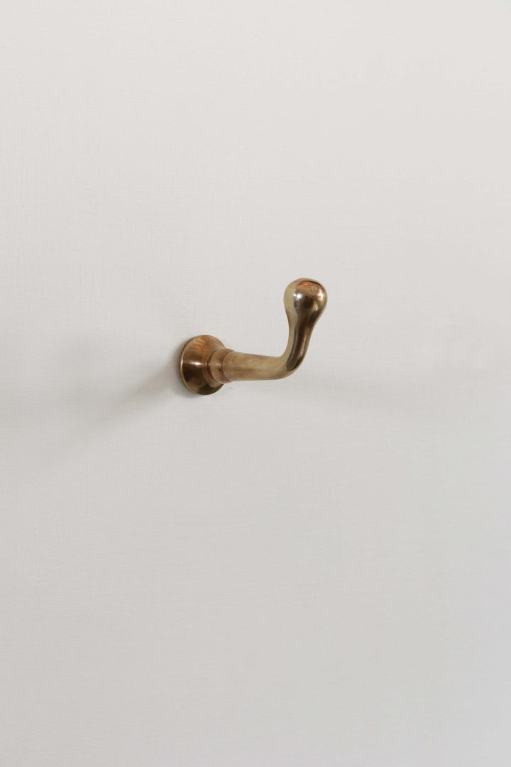 Ball End Larder Hook / Solid Antique Brass 55mm
