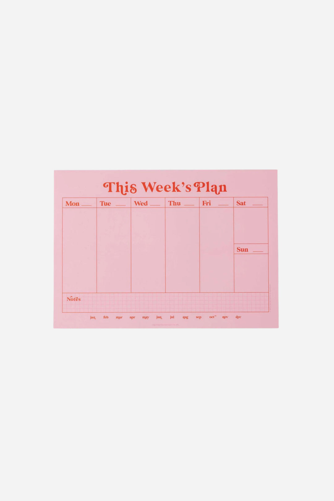 Pink weekly planner sheet with 'This Week's Plan' text on a white background