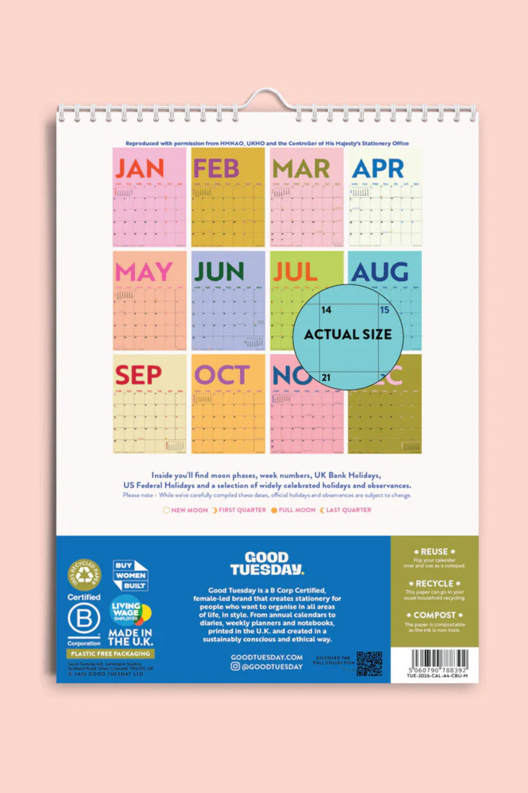 calendars in various colours