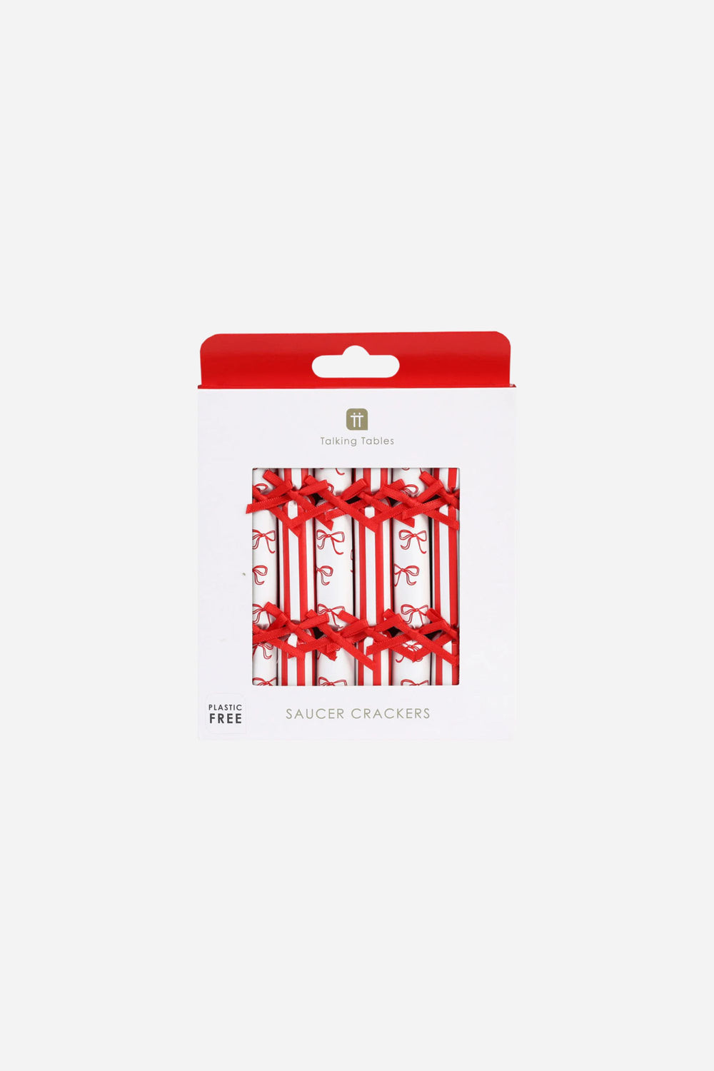 Pack of saucer crackers with red design on a white background