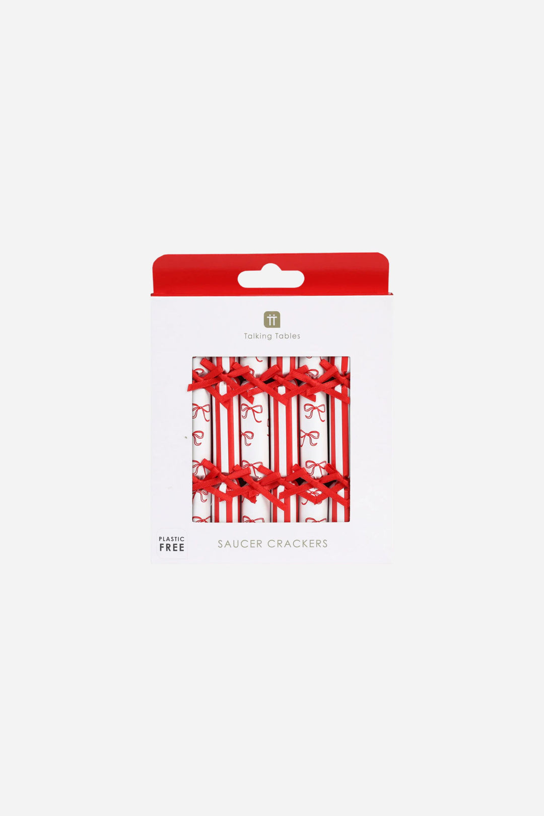 Pack of saucer crackers with red design on a white background