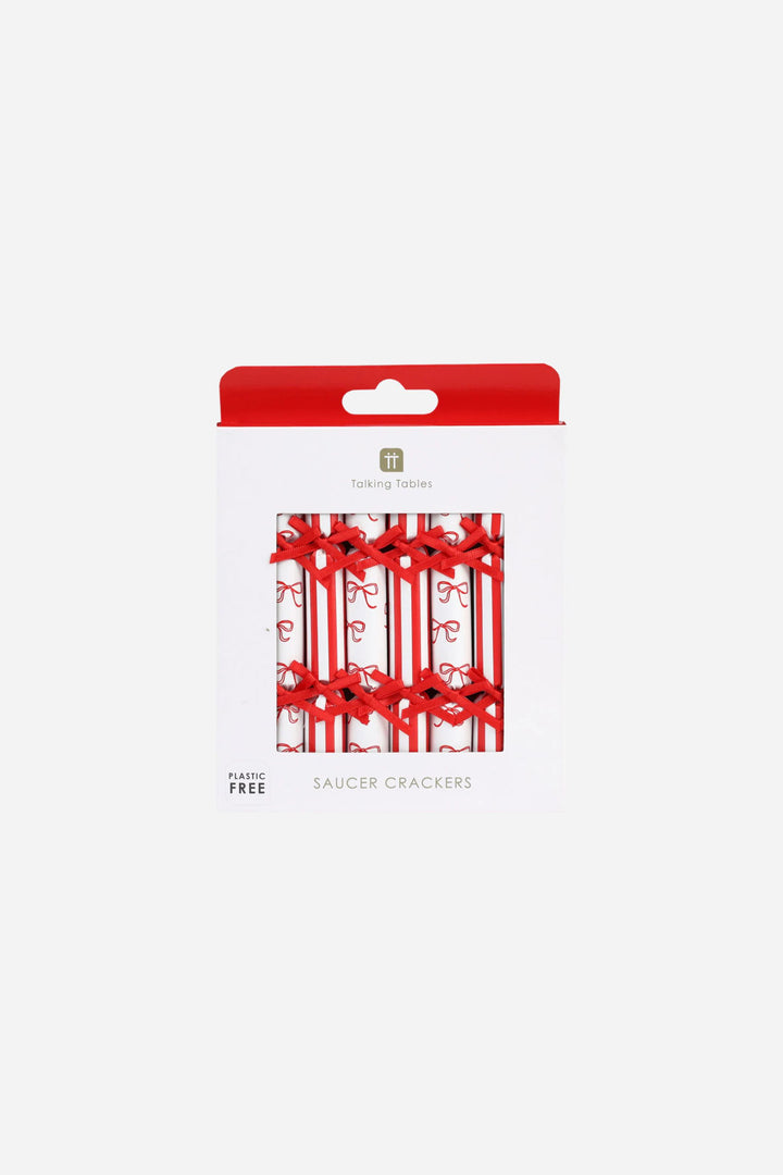 Pack of saucer crackers with red design on a white background